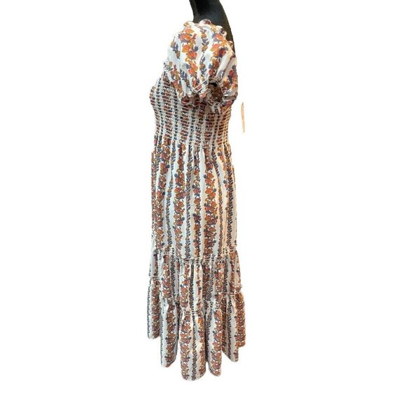 O.P.T One Pretty Time Daphne Large Floral Smocked Short Sleeve Maxi Dress NEW - Picture 5 of 11